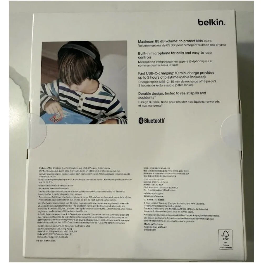 Belkin Kids SoundForm Mini Wireless On Ear Headphones Safe Volume